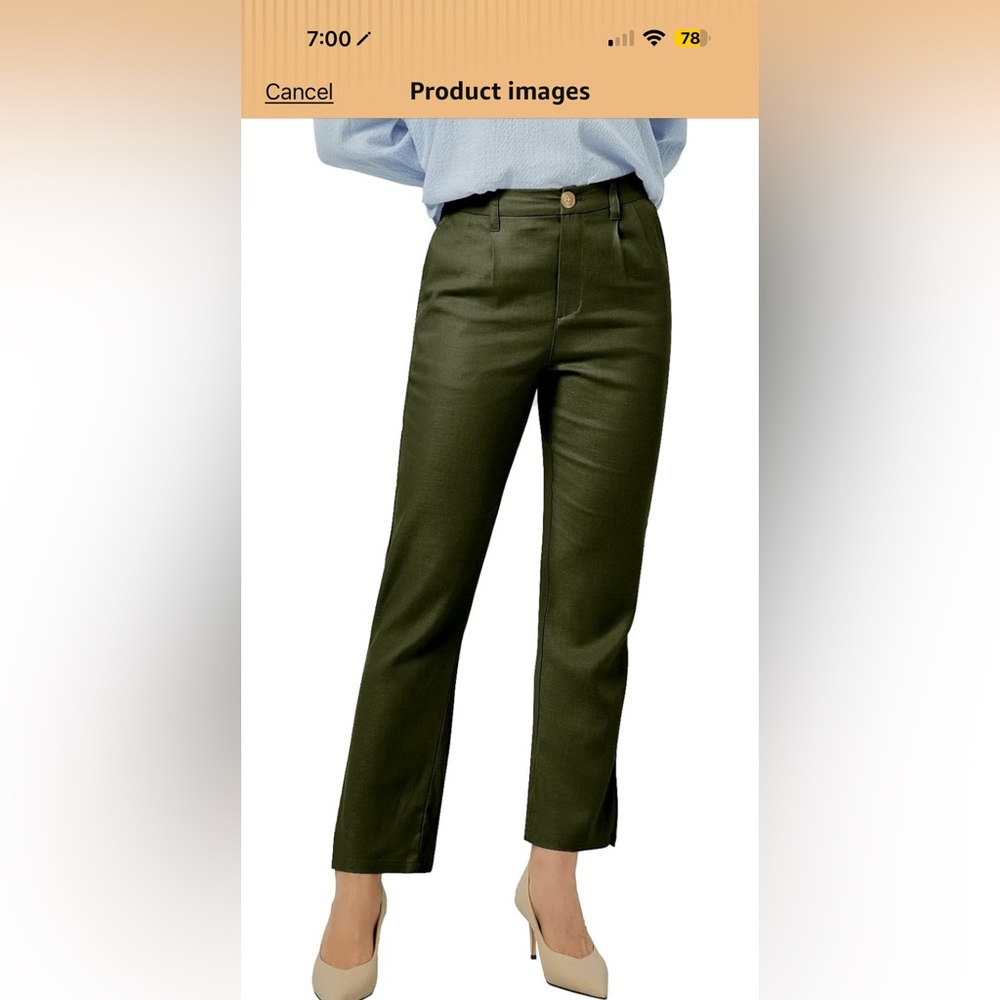 Linen blend straight leg pants